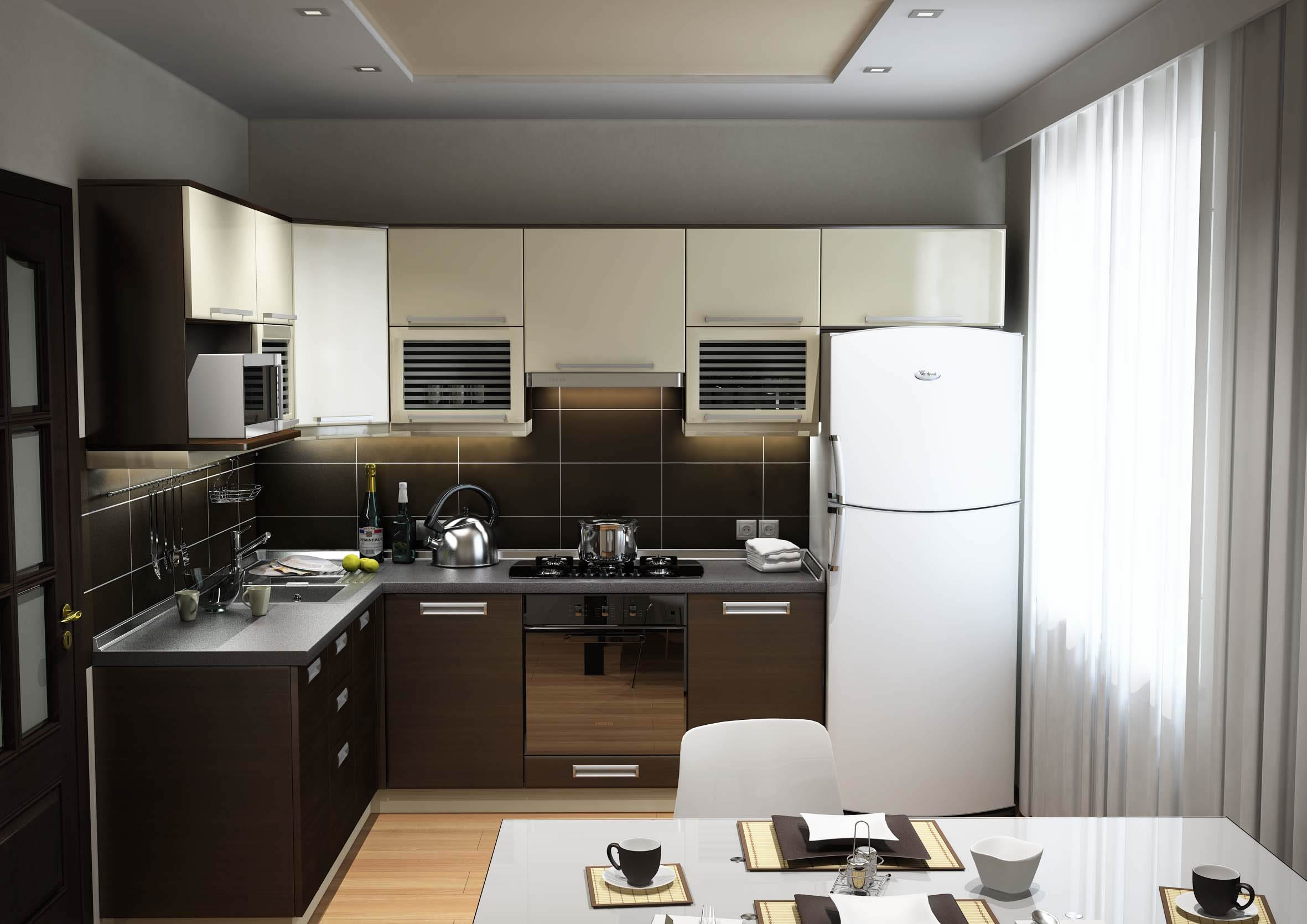 Mutfak iç cam. Apartmandaki alanı arttırmak için teknikler Mutfak iç cam. Apartmandaki alanı arttırmak için teknikler
